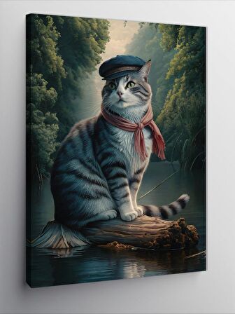 Kanvas Tablo Bohem kedi ve nehir
