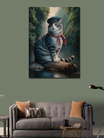 Kanvas Tablo Bohem kedi ve nehir