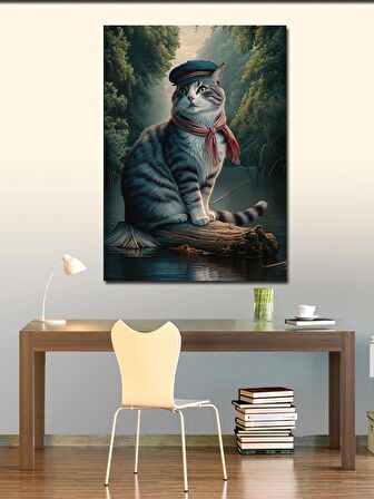 Kanvas Tablo Bohem kedi ve nehir