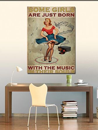 Kanvas Tablo Bazı Kızlar Müzik İle Doğar