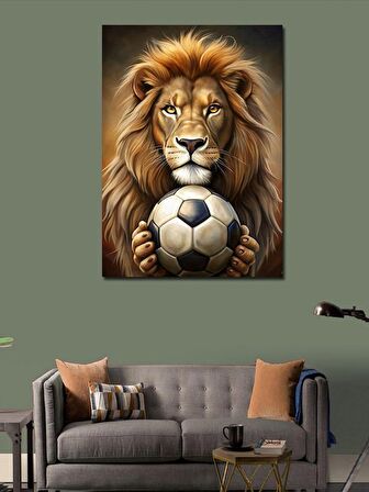 Kanvas Tablo Aslan Ve Futbol