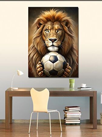 Kanvas Tablo Aslan Ve Futbol