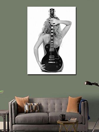 Kanvas Tablo Gitar Ve Kadın