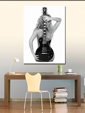 Kanvas Tablo Gitar Ve Kadın