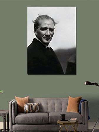 Kanvas Tablo Siyah Beyaz Mustafa Kemal Atatürk