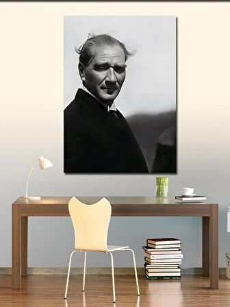 Kanvas Tablo Siyah Beyaz Mustafa Kemal Atatürk