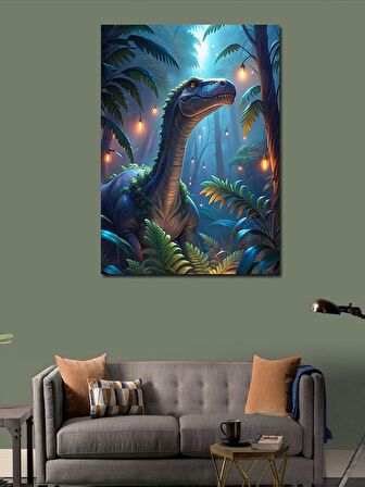 Kanvas Tablo Sevimli Dinozor Ormanda