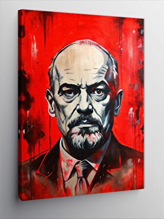 Kanvas Tablo Lenin Kırmızı Fon