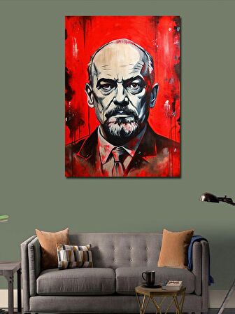 Kanvas Tablo Lenin Kırmızı Fon