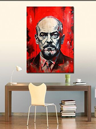 Kanvas Tablo Lenin Kırmızı Fon
