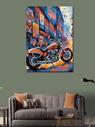 Kanvas Tablo Chopper Motosiklet