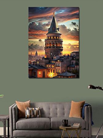 Kanvas Tablo Gün Batımı Galata Kulesi