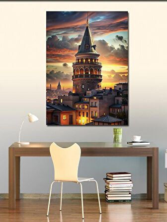 Kanvas Tablo Gün Batımı Galata Kulesi