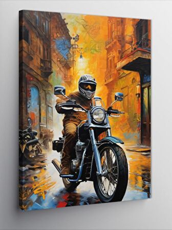 Kanvas Tablo Motosiklet Kullanan Adam