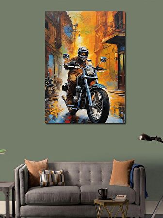 Kanvas Tablo Motosiklet Kullanan Adam