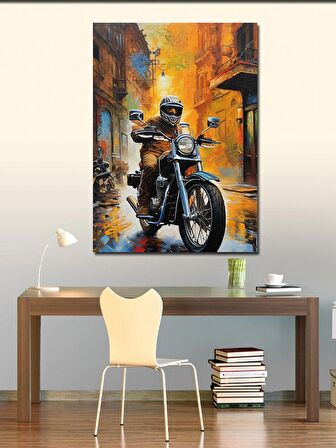 Kanvas Tablo Motosiklet Kullanan Adam