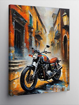 Kanvas Tablo Retro Motosiklet