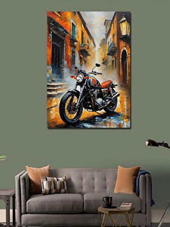 Kanvas Tablo Retro Motosiklet