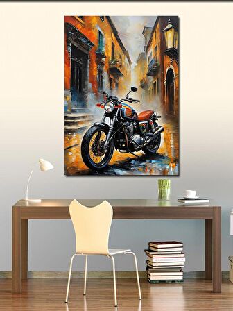 Kanvas Tablo Retro Motosiklet