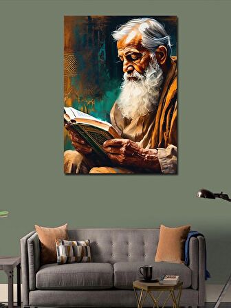 Kanvas Tablo Kur'An Okuyan Yaşlı Adam