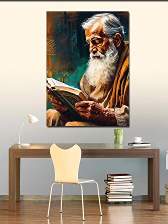 Kanvas Tablo Kur'An Okuyan Yaşlı Adam