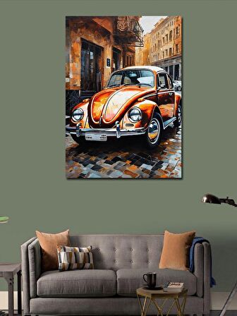 Kanvas Tablo Turuncu Kaplumbağa Araba
