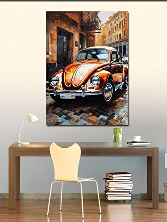 Kanvas Tablo Turuncu Kaplumbağa Araba