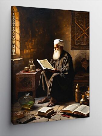 Kanvas Tablo Kur'An Okuyan Yaşlı Adam