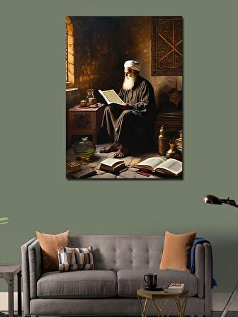 Kanvas Tablo Kur'An Okuyan Yaşlı Adam