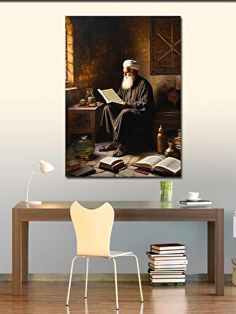 Kanvas Tablo Kur'An Okuyan Yaşlı Adam