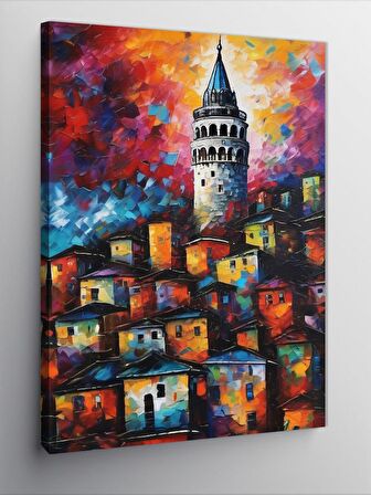 Kanvas Tablo Pastel Tonlarda Galata Kulesi