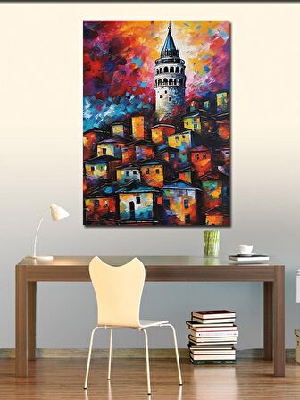 Kanvas Tablo Pastel Tonlarda Galata Kulesi