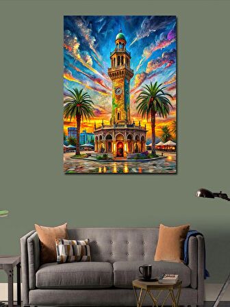 Kanvas Tablo Saat Kulesi Çizimi