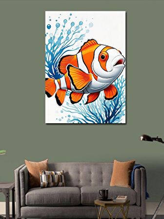 Kanvas Tablo Palyaço Balığı Ve Mercanlar