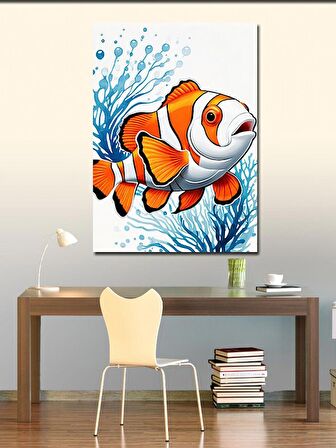 Kanvas Tablo Palyaço Balığı Ve Mercanlar