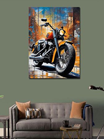 Kanvas Tablo Turuncu Retro Motosiklet