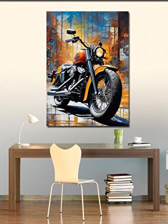 Kanvas Tablo Turuncu Retro Motosiklet