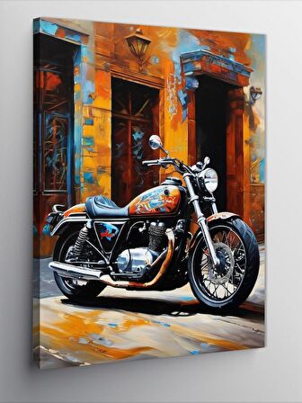 Kanvas Tablo Retro Motosiklet