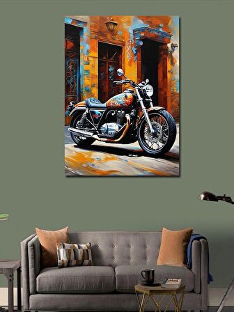 Kanvas Tablo Retro Motosiklet