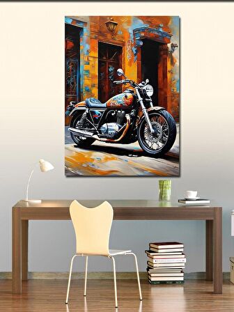 Kanvas Tablo Retro Motosiklet