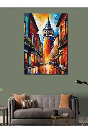 Kanvas Tablo Pastel Tonlarda Galata Kulesi