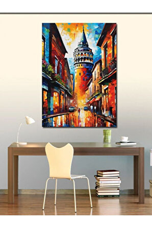 Kanvas Tablo Pastel Tonlarda Galata Kulesi
