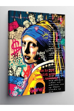 Kanvas Tablo İnci Küpeli Kız Pop Art