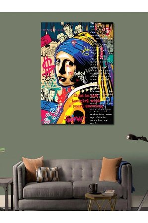 Kanvas Tablo İnci Küpeli Kız Pop Art