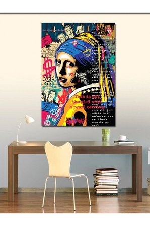 Kanvas Tablo İnci Küpeli Kız Pop Art