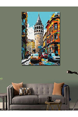 Kanvas Tablo Galata Kulesi Pop Art