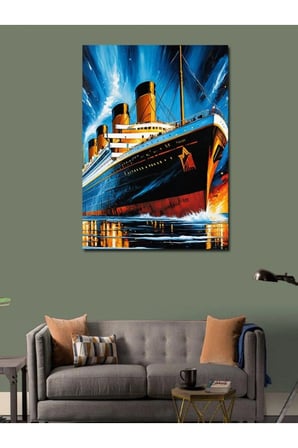 Kanvas Tablo Pastel Titanic Çizimi