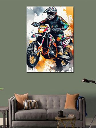 Kanvas Tablo Cross Motosiklet Yarışçısı