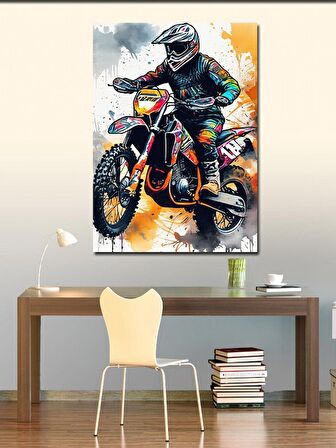 Kanvas Tablo Cross Motosiklet Yarışçısı