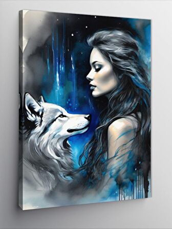 Kanvas Tablo Bozkurt Ve Kadın